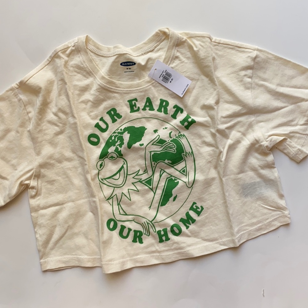Old Navy kermit earth cropped graphic tee vintage
